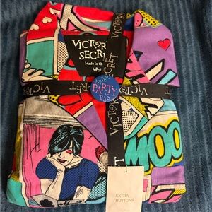 Victoria's Secret Multicolor Graphic Pajama Set Vintage NWT Size Large RARE